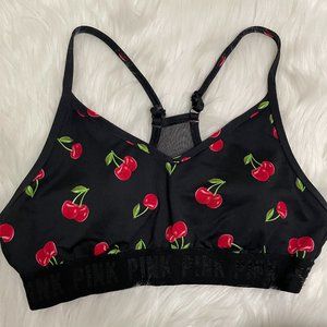 Victoria Secret Pink Cherry Padded Strappy Sports Bra  Medium Used